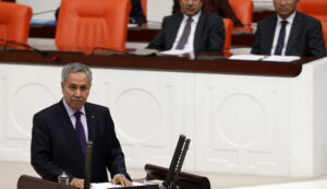 Turkey's Deputy PM Arinc addresses the Turkish Parliament in Ankara