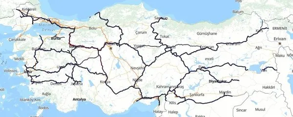 turkey's  rail map